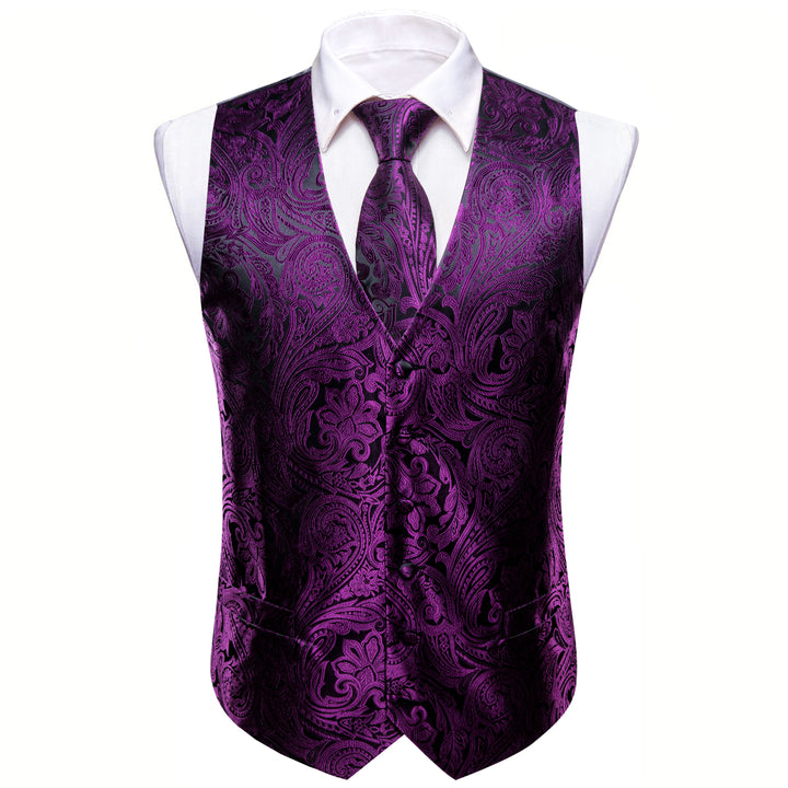Deep Purple Paisley Jacquard Silk men's dressy vests