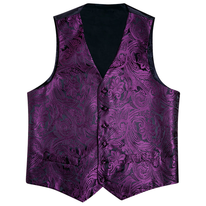 Deep Purple Paisley Jacquard Silk mens vest dressy
