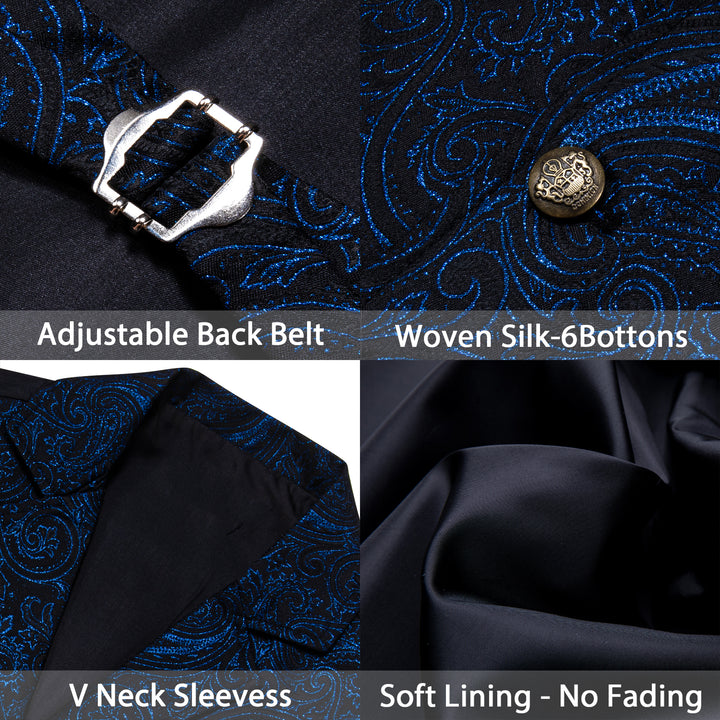 Black Royal Blue Paisley mens vest outfit