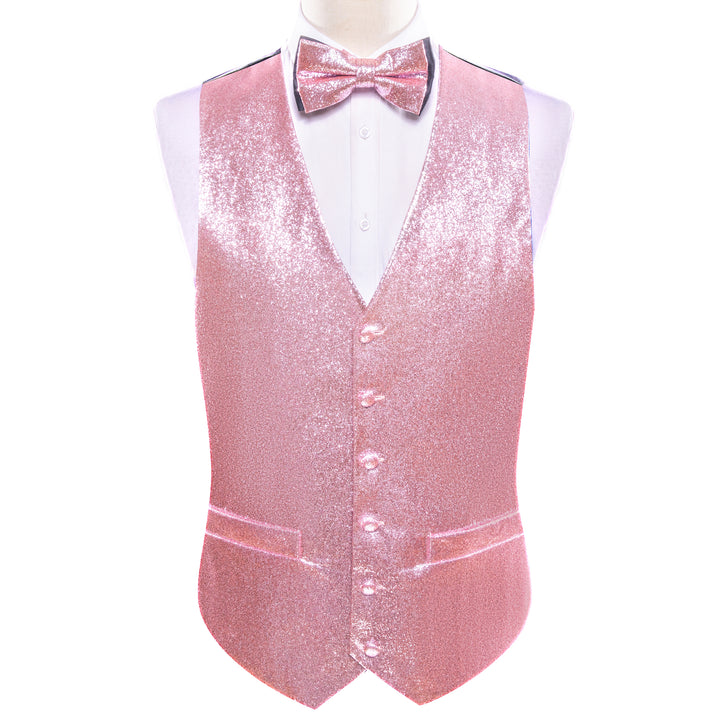Shining Glitter Solid Jacquard Silk Men's Vest