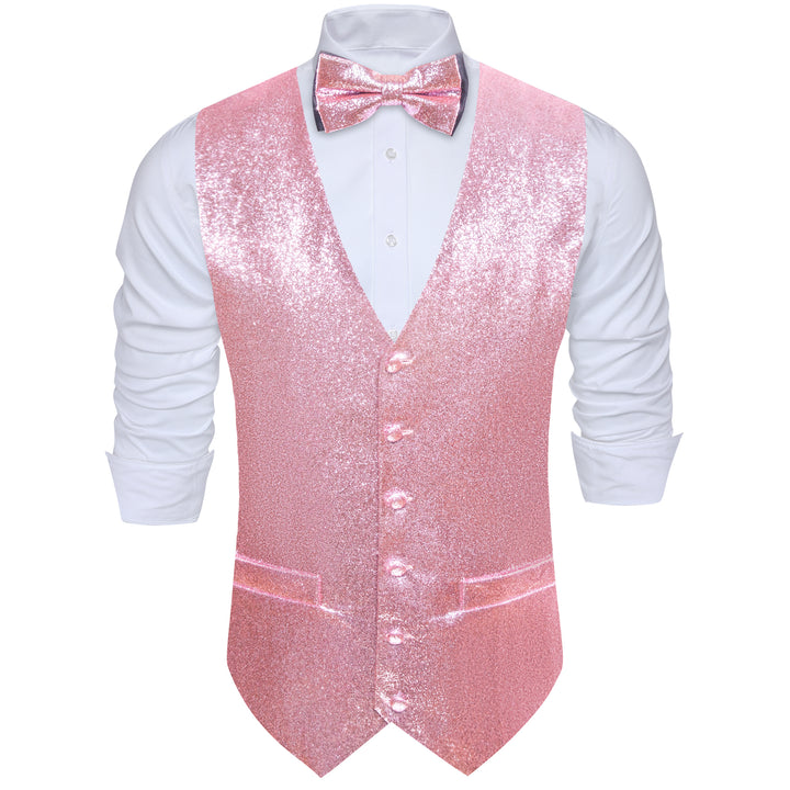 Shining Glitter Solid Jacquard Silk Men's Vest