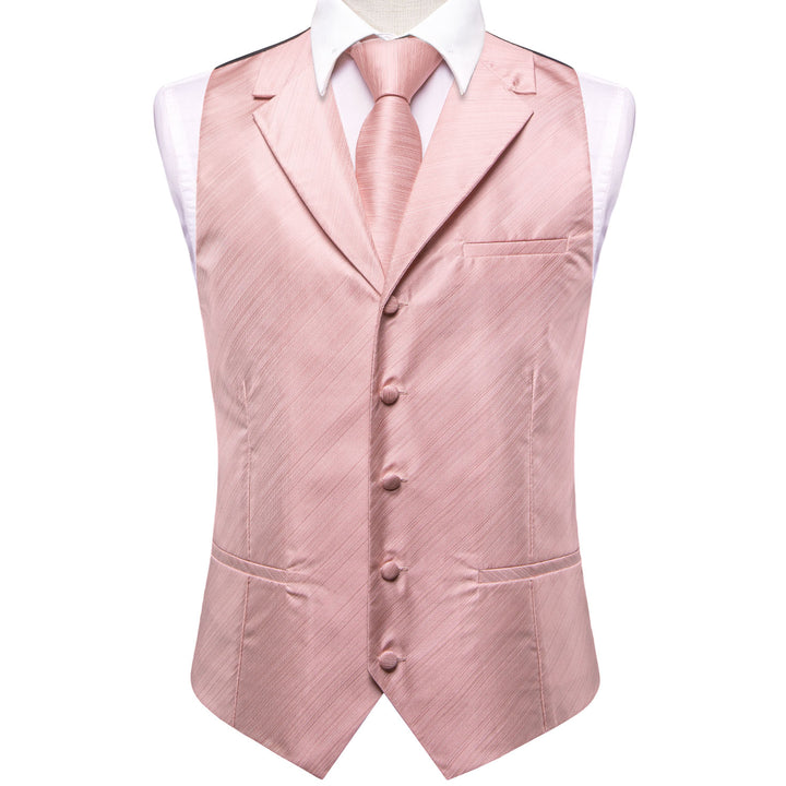 Baby Pink Solid Jacquard Silk Men's Vest
