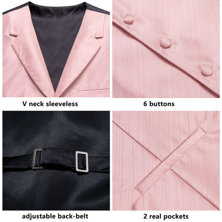 Baby Pink Solid Jacquard Silk Men's Vest