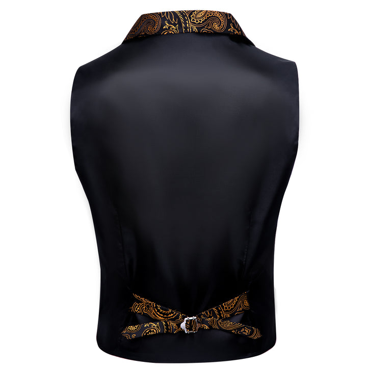Black Golden Paisley silk suit vest dress