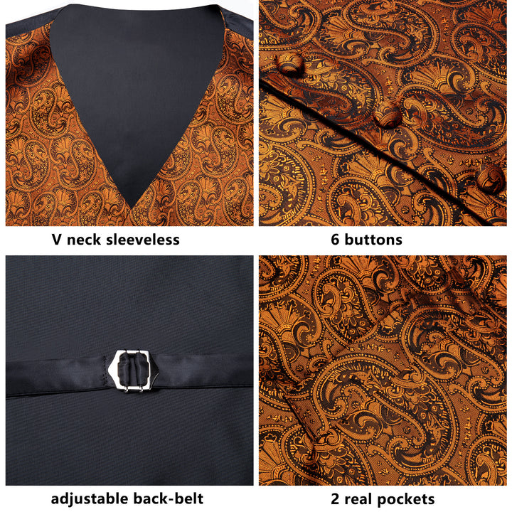 Pure Brown Paisley silk mens vest outfit