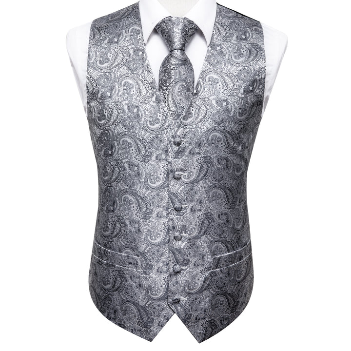  Grey Paisley silk casual men vest