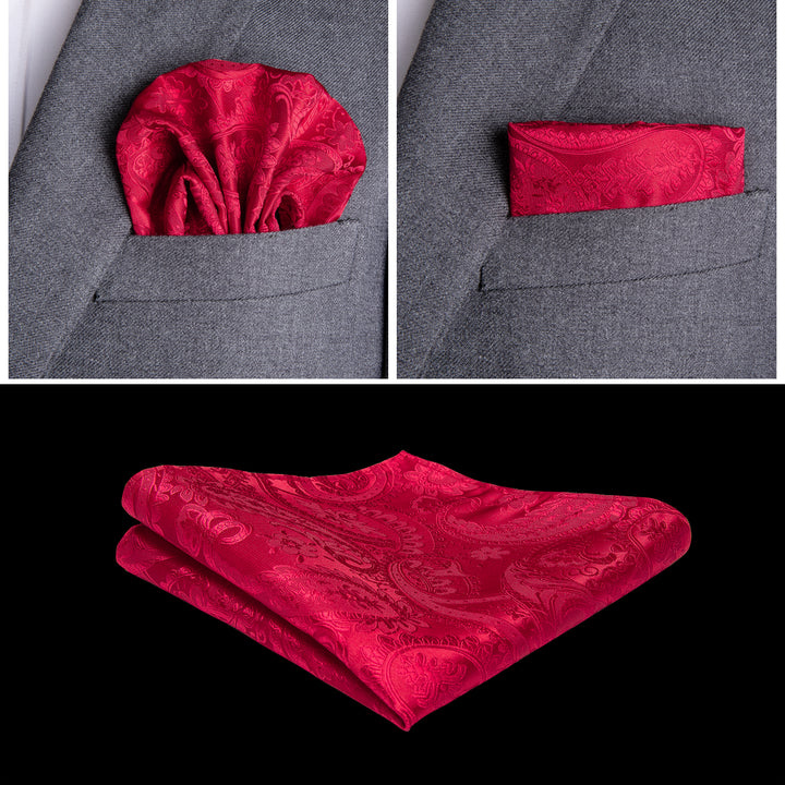 Luxury Red Paisley Jacquard Silk dress vest men