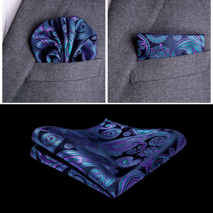 Blue Purple Paisley Jacquard Silk mens vest outfits