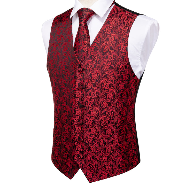 Black Red Paisley mens vests style