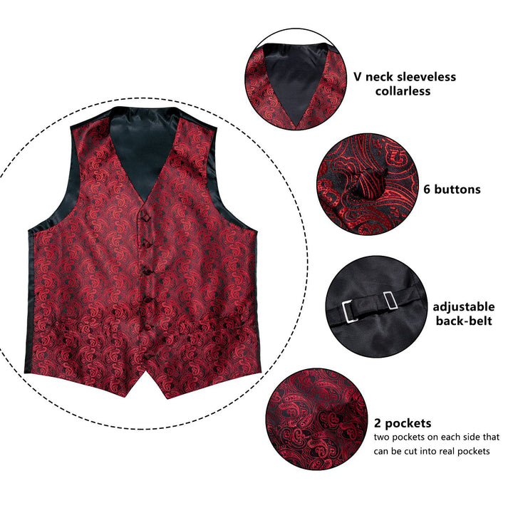Black Red Paisley man vest outfit