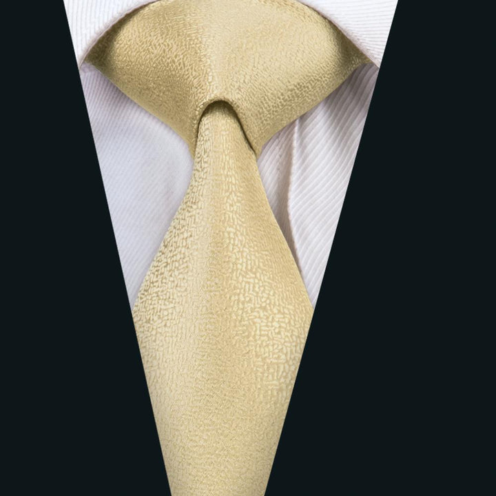 yellow solid mens silk tie handkerchief cufflinks set