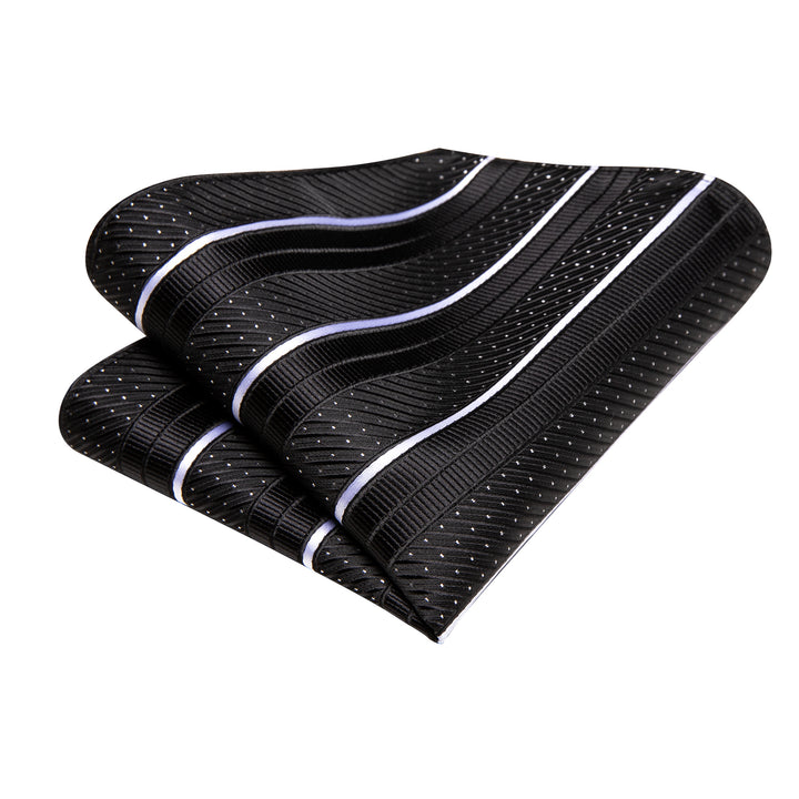 Silk Tie Black White Line Striped Ties