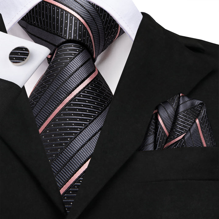 striped black hot pink tie