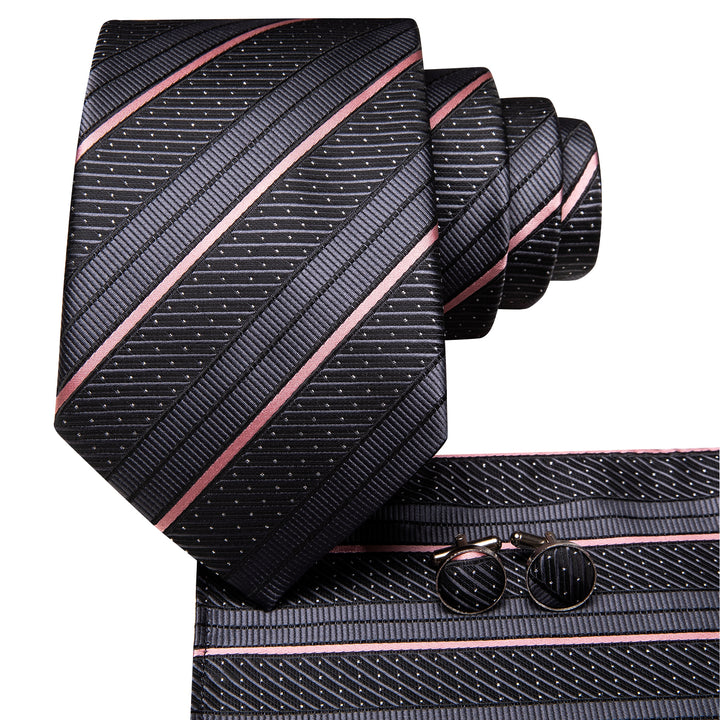 mens silk striped pink black ties