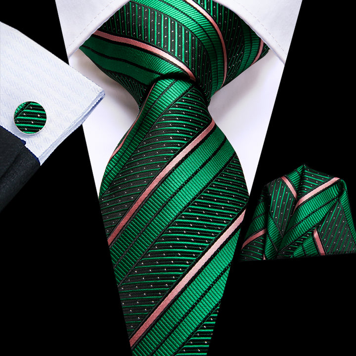 Green Pink Line Striped Tie for Men