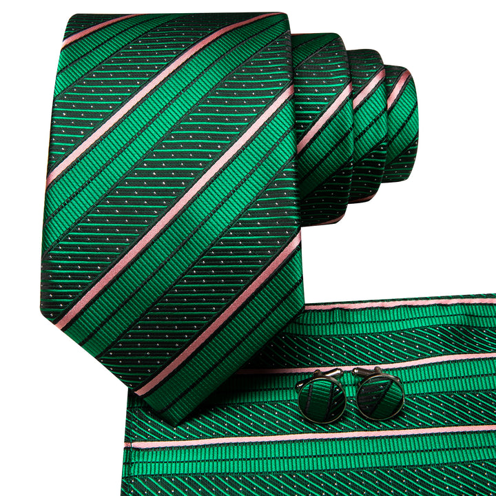 striped pink forrest green tie