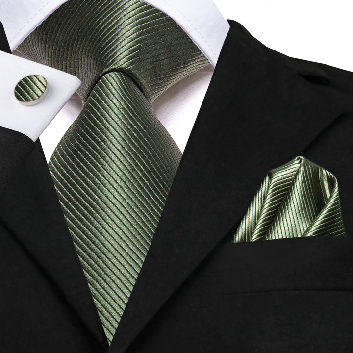 striped silk forest green ties for men