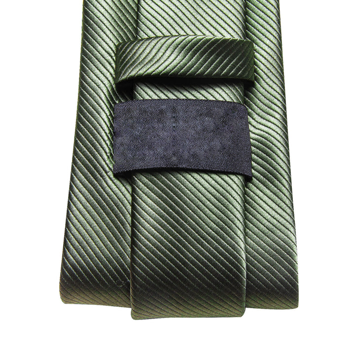 mens silk striped olive green necktie