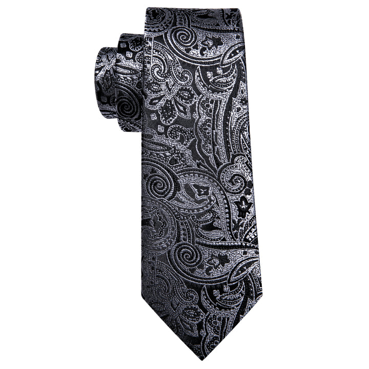 Black Grey Paisley Men's Tie