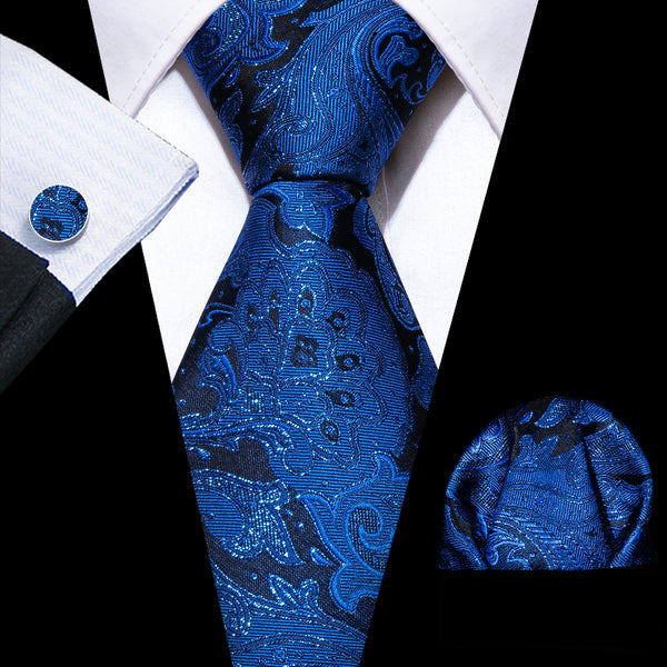 Dark Blue Floral Silk Men's Necktie