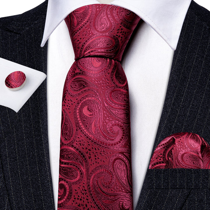 Burgundy Paisley Silk Men's Necktie 