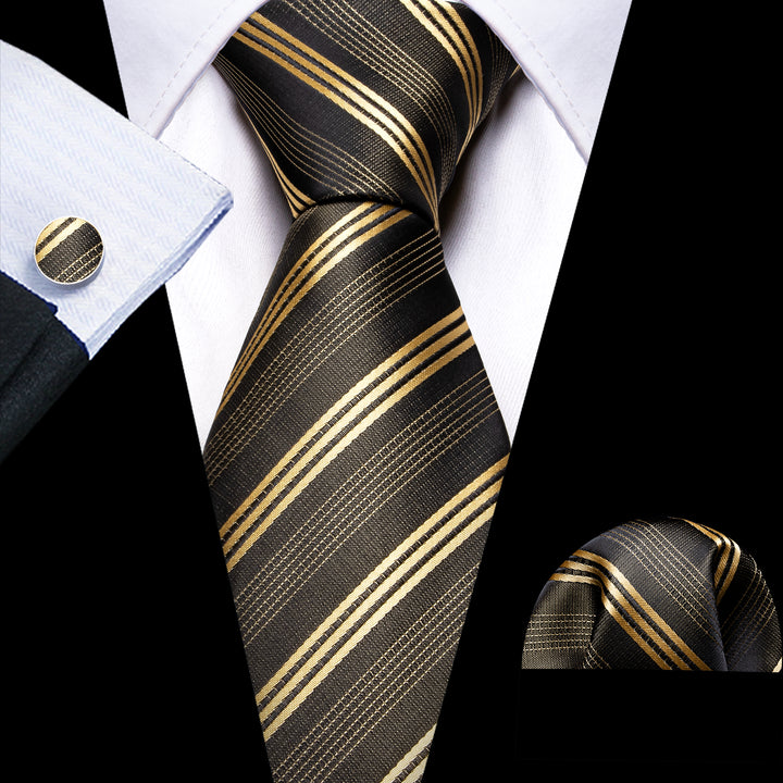 Brown Champagne Striped Silk Men's Necktie