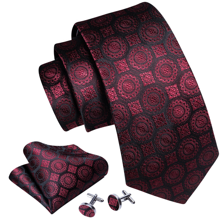 Burgundy Novelty Silk Men's Necktie