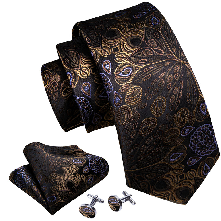 Black Brown Purple Paisley Silk Men's Necktie 