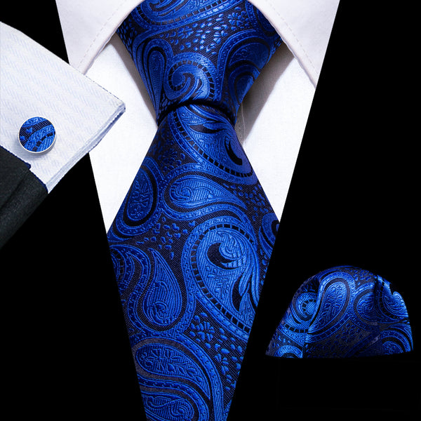 Klain Blue Paisley Silk Men's Necktie