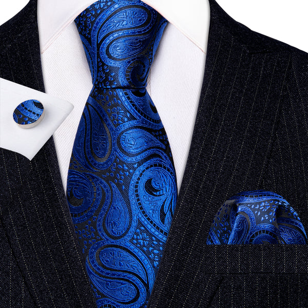 Royal Blue Tie Paisley Silk Tie 
