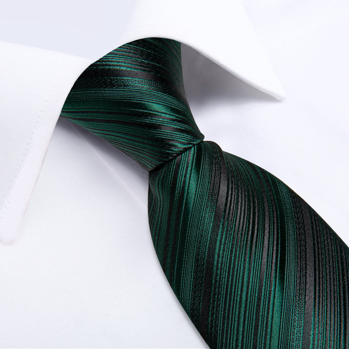 mens silk striped olive green tie