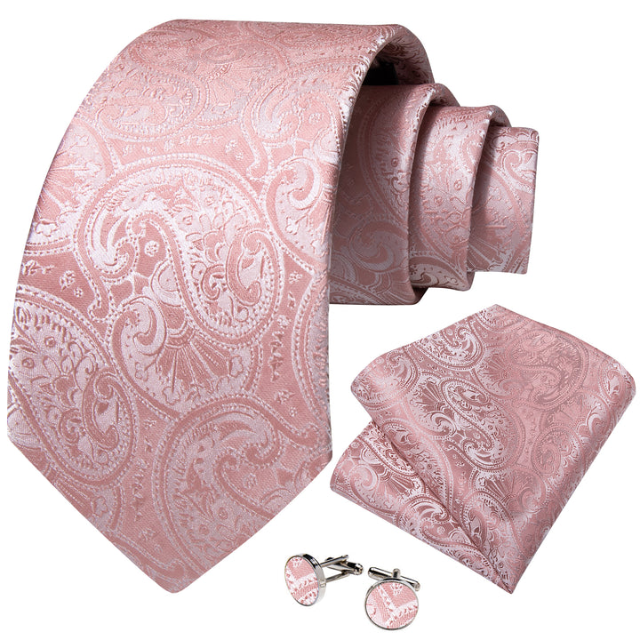 baby pink paisley mens silk tie set