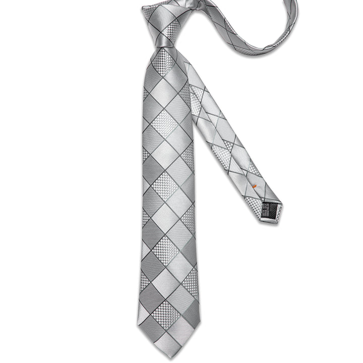grey plaid mens silk tie