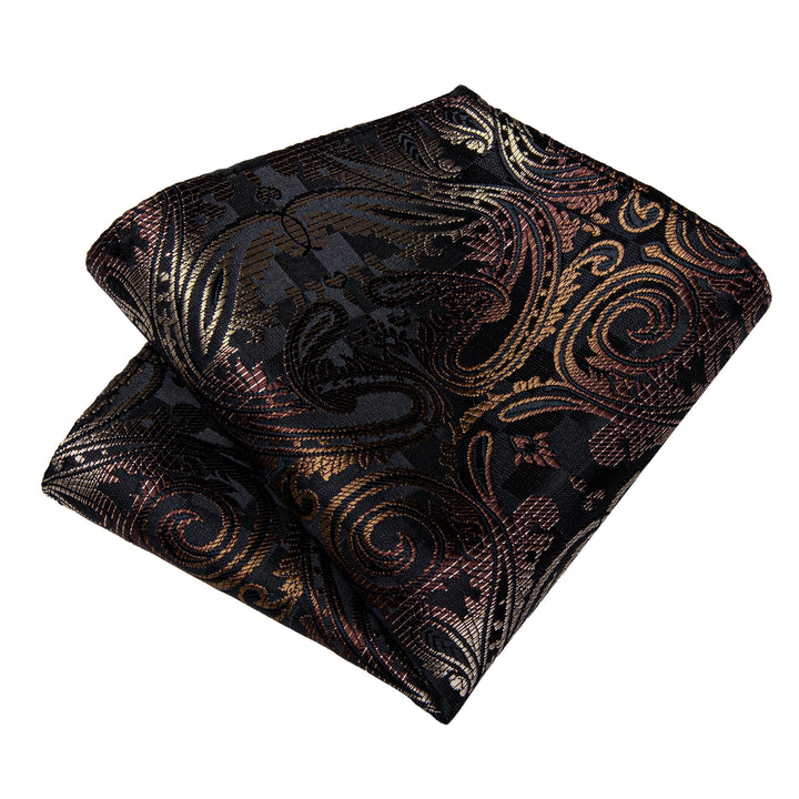 Black Brown Gradient Paisley Silk Fabric Tie 