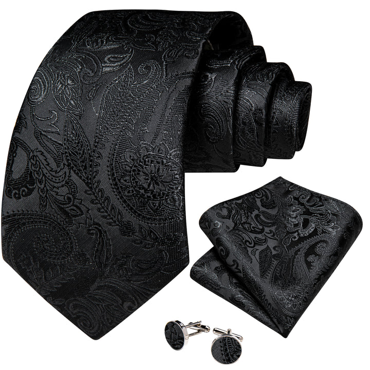 Black Paisley Silk Men's Necktie
