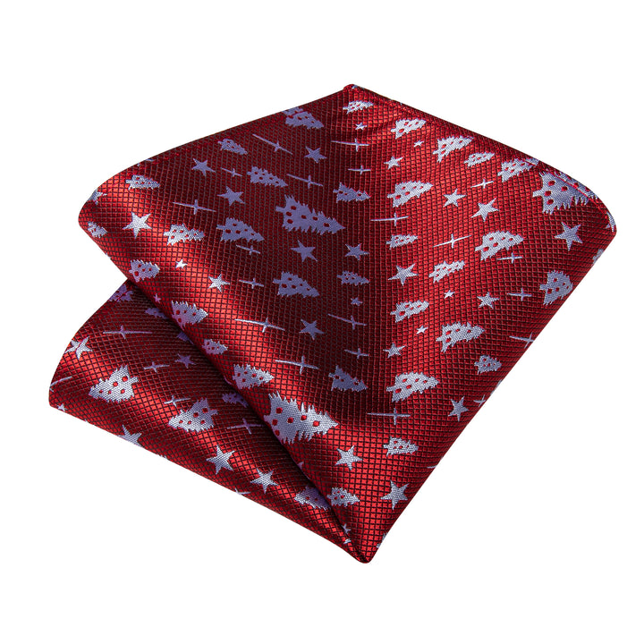 Christmas Tie Burgundy Red Xmas Tree Novelty Silk Men's Tie