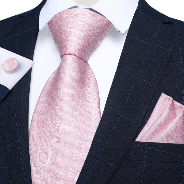 Ties2you Paisley Tie Light Pink Men's Tie Pocket Square Cufflinks Set