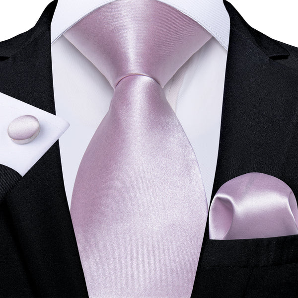 Baby Purple Pure Satin Solid Necktie Pocket Square Cufflinks Set