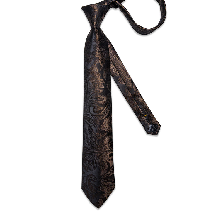 Brown Black Paisley Silk Tie