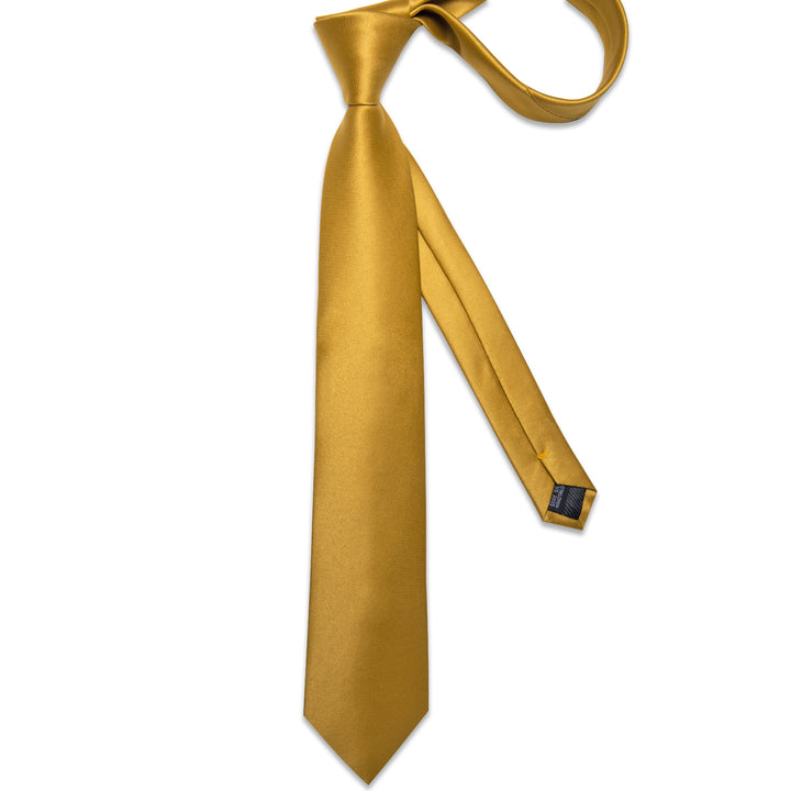 Golden Yellow Solid Silk Tie for men
