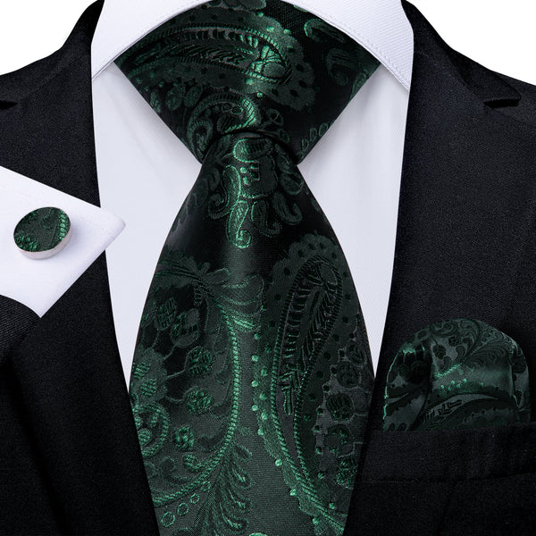 black green paisley mens silk ties set for black suit or navy suit