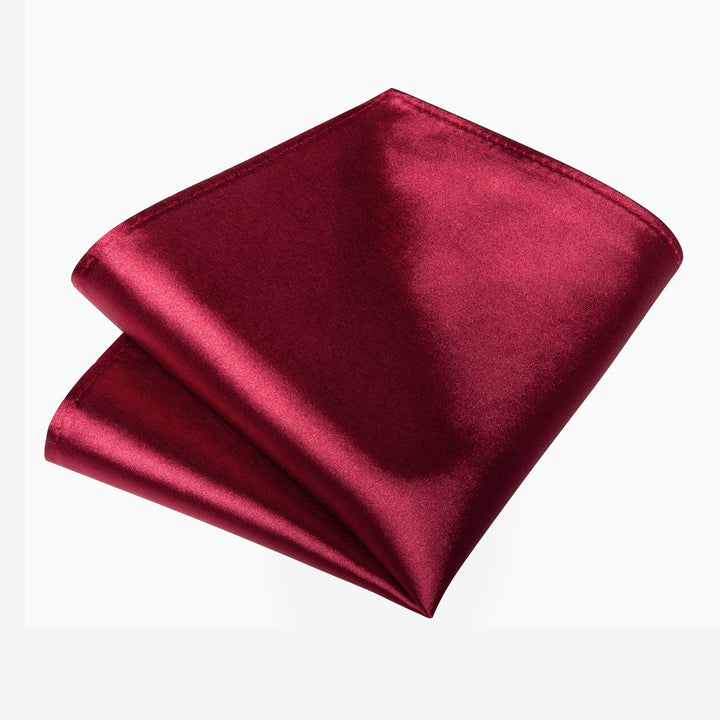 Burgundy Red Tie Solid Men's Silk Necktie Hanky Set