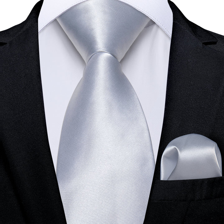 Ties2you 2PCS Silver Suit Tie Solid Formal Dress Necktie Hanky Cufflinks Set Ties2you 2PCS Silver Suit Tie Solid Formal Dress Necktie Hanky Cufflinks Set