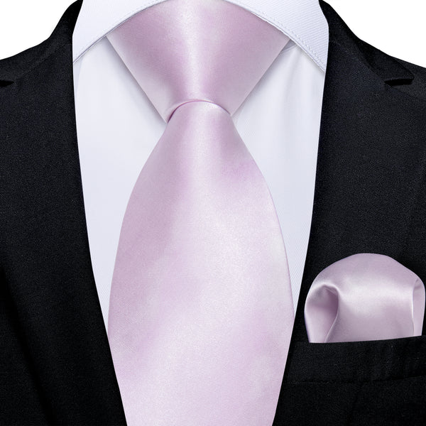 Pink Purple Satin Solid Men's Necktie Hanky Tie Set