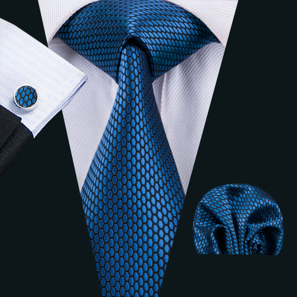 mens silk Geometric dark blue tie