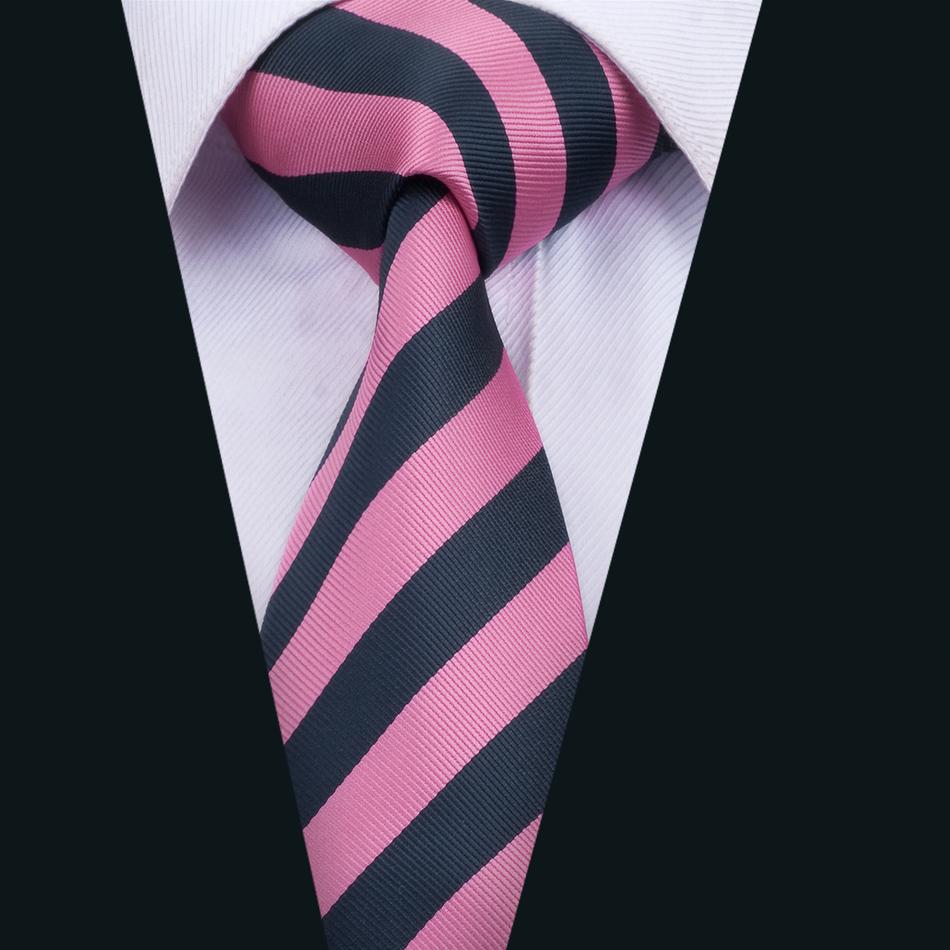 Pink Striped Tie Pocket Square Cufflinks Set ties2you