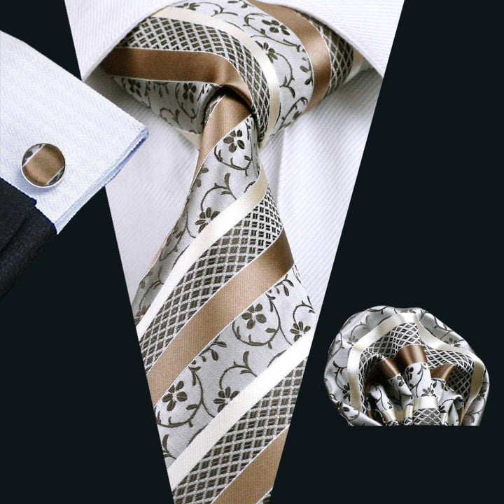 Champagne White Striped Silk Men's best ties for men