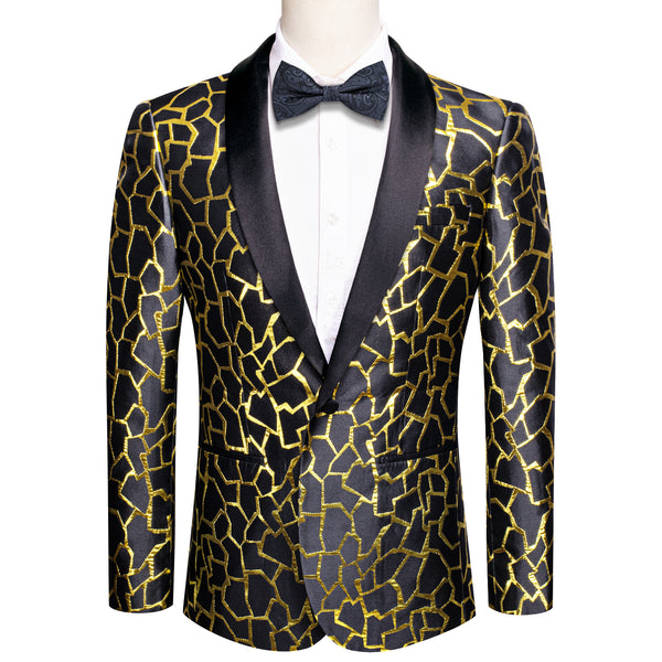 Black Golden Novelty Men's Suit Black Collar for Party