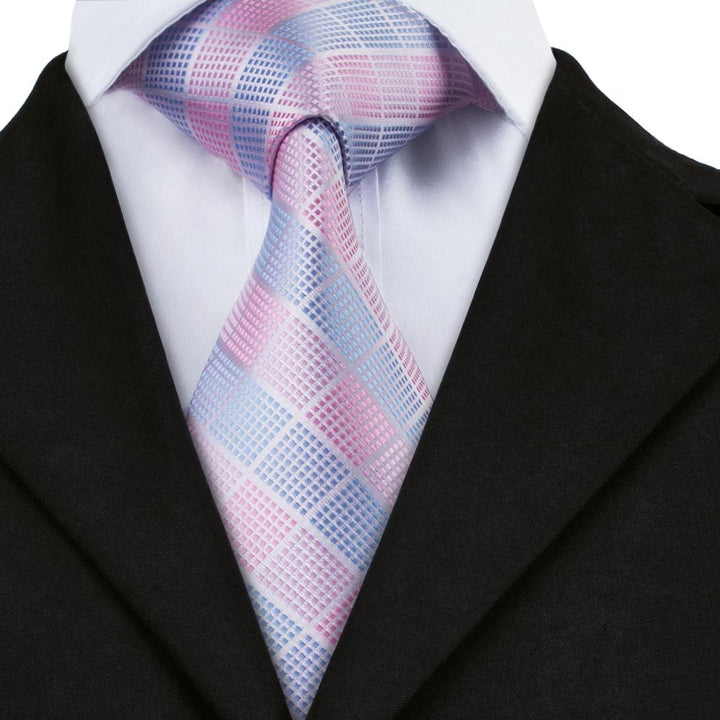 mens plaid blue pink ties